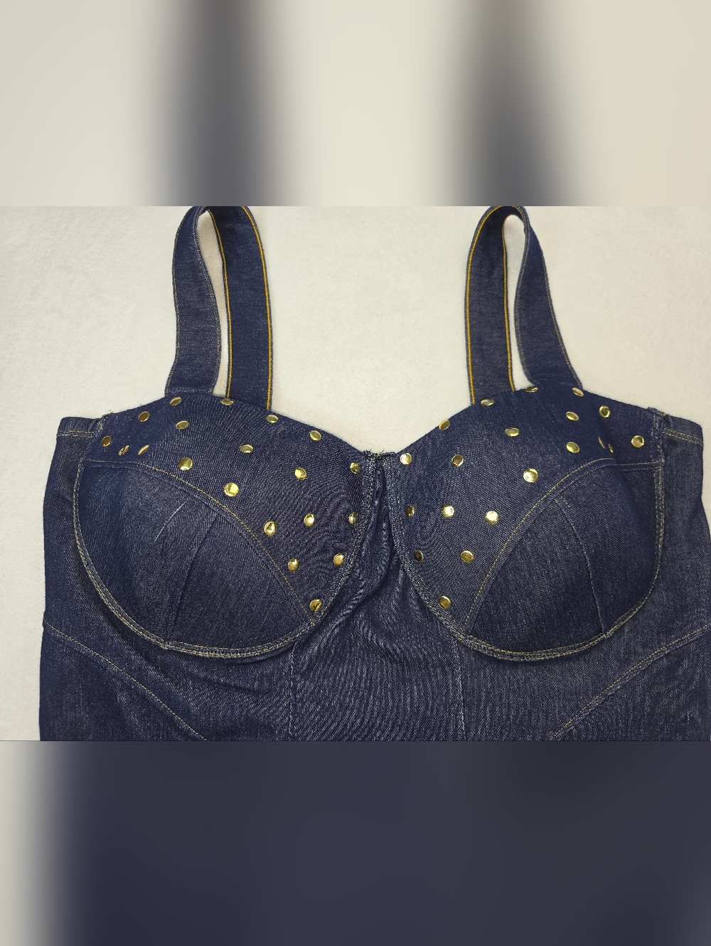 Dark Blue 2X Denim Bustier with Stud Detail 3642-CR - Picture 5 of 13